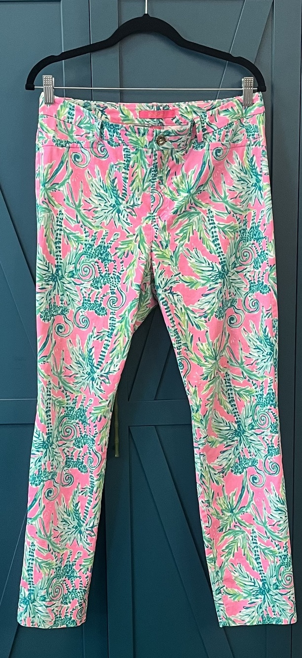 Lilly Pulitzer Kelly High Rise Skinny Ankle Pants Vibrant Monkey- 10 - Picture 2 of 8